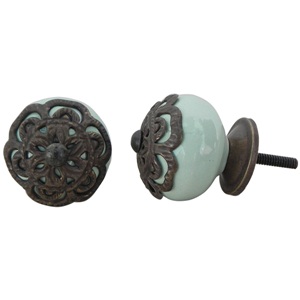 Ceramic knob-antique green